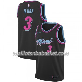 Maillot Homme Miami Heat Dwyane Wade 3 2018-19 Nike City Edition Noir Swingman